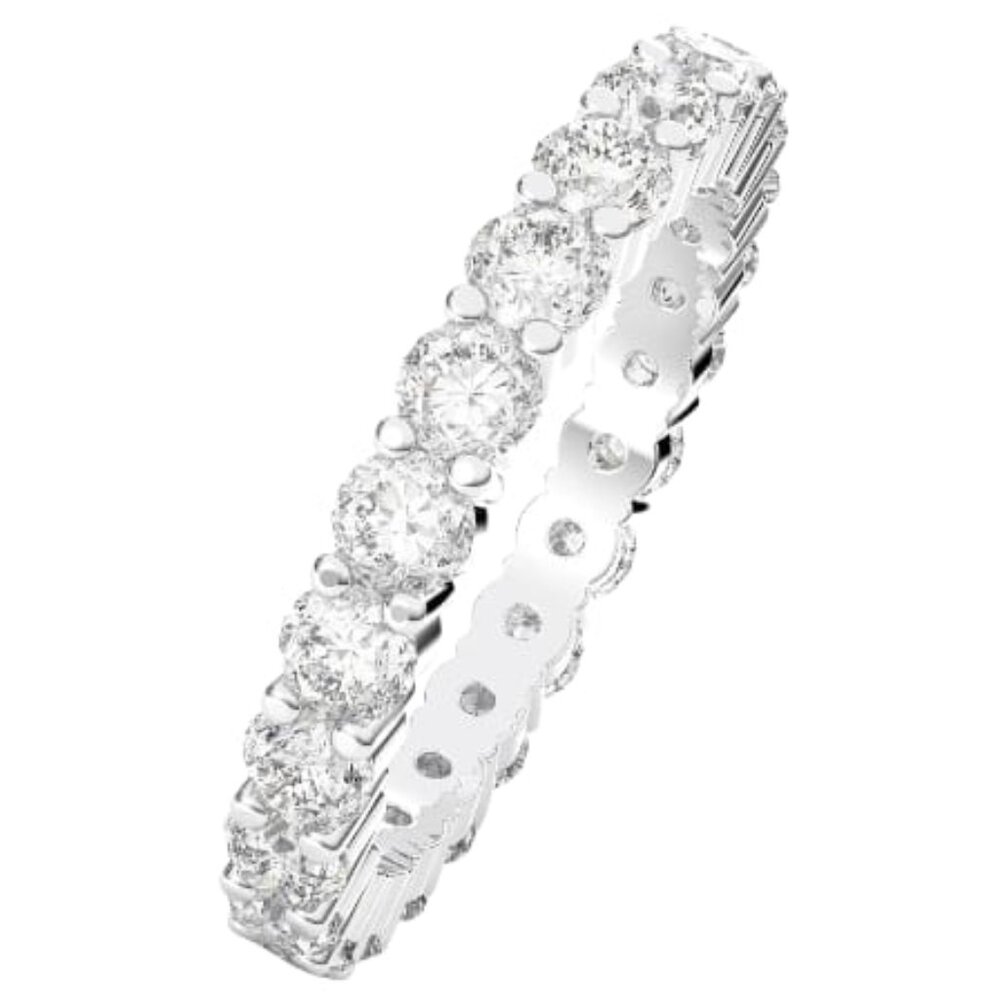 Swarovski Vittore XL White Rhodium Plated Ring, Size 58